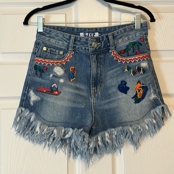 SJYP Pants - SJYP blue cutoff denim Jean shorts, Sz Small